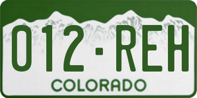 CO license plate 012REH
