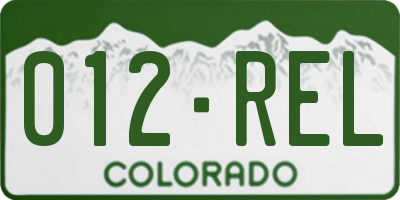 CO license plate 012REL