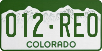 CO license plate 012REO