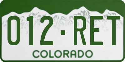 CO license plate 012RET