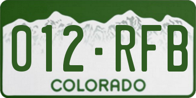 CO license plate 012RFB
