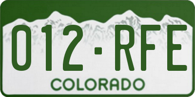 CO license plate 012RFE