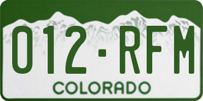 CO license plate 012RFM