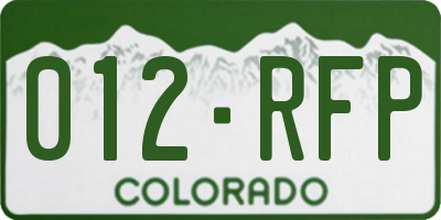 CO license plate 012RFP