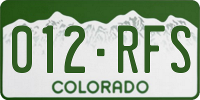 CO license plate 012RFS