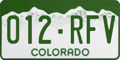 CO license plate 012RFV