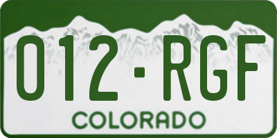 CO license plate 012RGF
