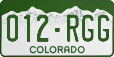 CO license plate 012RGG