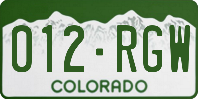 CO license plate 012RGW