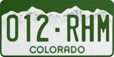 CO license plate 012RHM