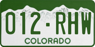 CO license plate 012RHW