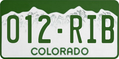 CO license plate 012RIB