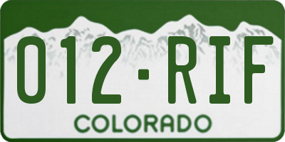 CO license plate 012RIF