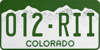 CO license plate 012RII