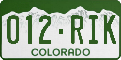 CO license plate 012RIK