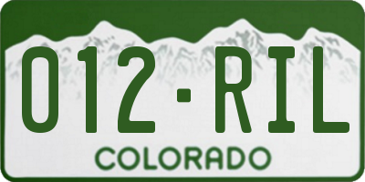 CO license plate 012RIL