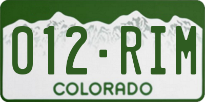 CO license plate 012RIM