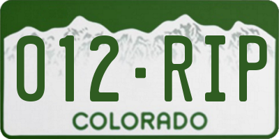 CO license plate 012RIP