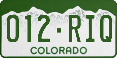 CO license plate 012RIQ