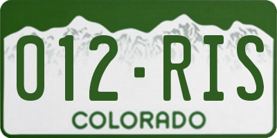 CO license plate 012RIS