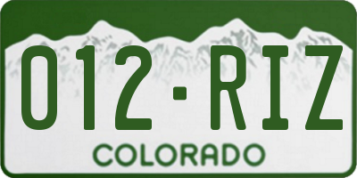 CO license plate 012RIZ
