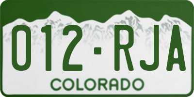 CO license plate 012RJA