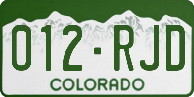 CO license plate 012RJD