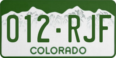 CO license plate 012RJF
