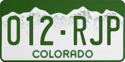 CO license plate 012RJP