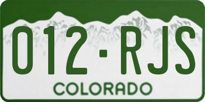 CO license plate 012RJS