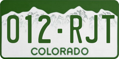 CO license plate 012RJT