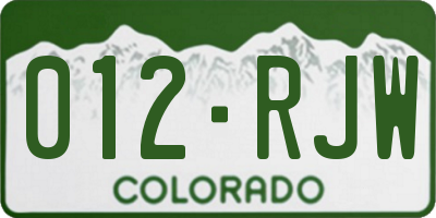 CO license plate 012RJW