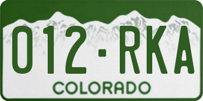 CO license plate 012RKA