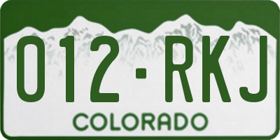 CO license plate 012RKJ