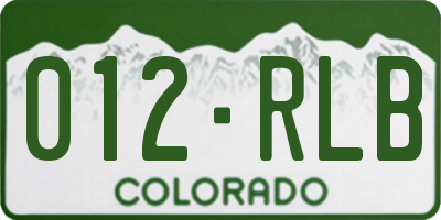 CO license plate 012RLB