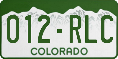 CO license plate 012RLC