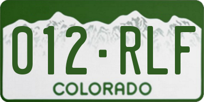 CO license plate 012RLF