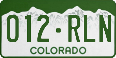 CO license plate 012RLN