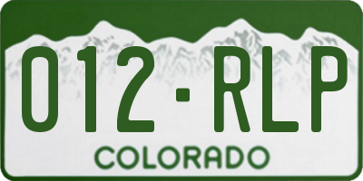 CO license plate 012RLP