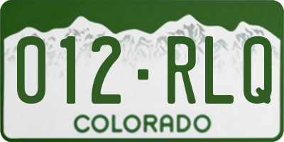 CO license plate 012RLQ