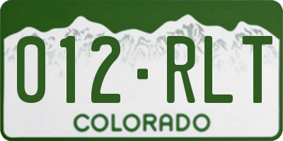 CO license plate 012RLT