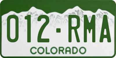 CO license plate 012RMA