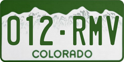 CO license plate 012RMV