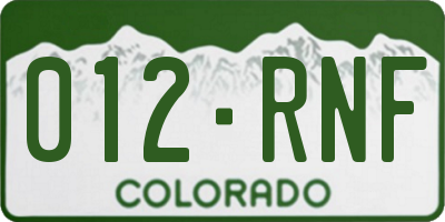 CO license plate 012RNF