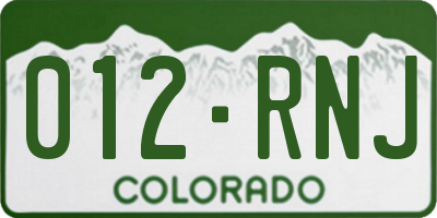 CO license plate 012RNJ