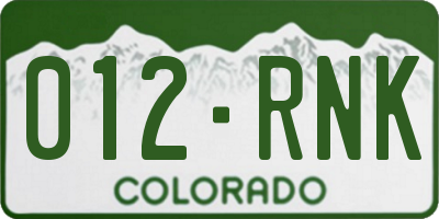 CO license plate 012RNK