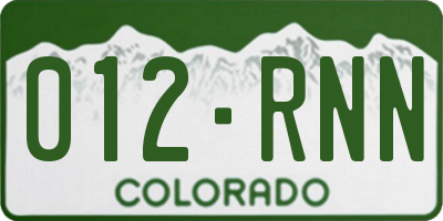 CO license plate 012RNN