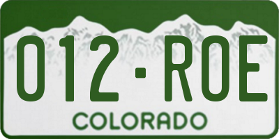 CO license plate 012ROE
