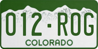 CO license plate 012ROG