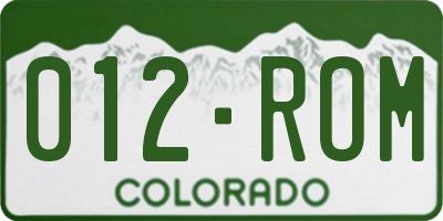 CO license plate 012ROM